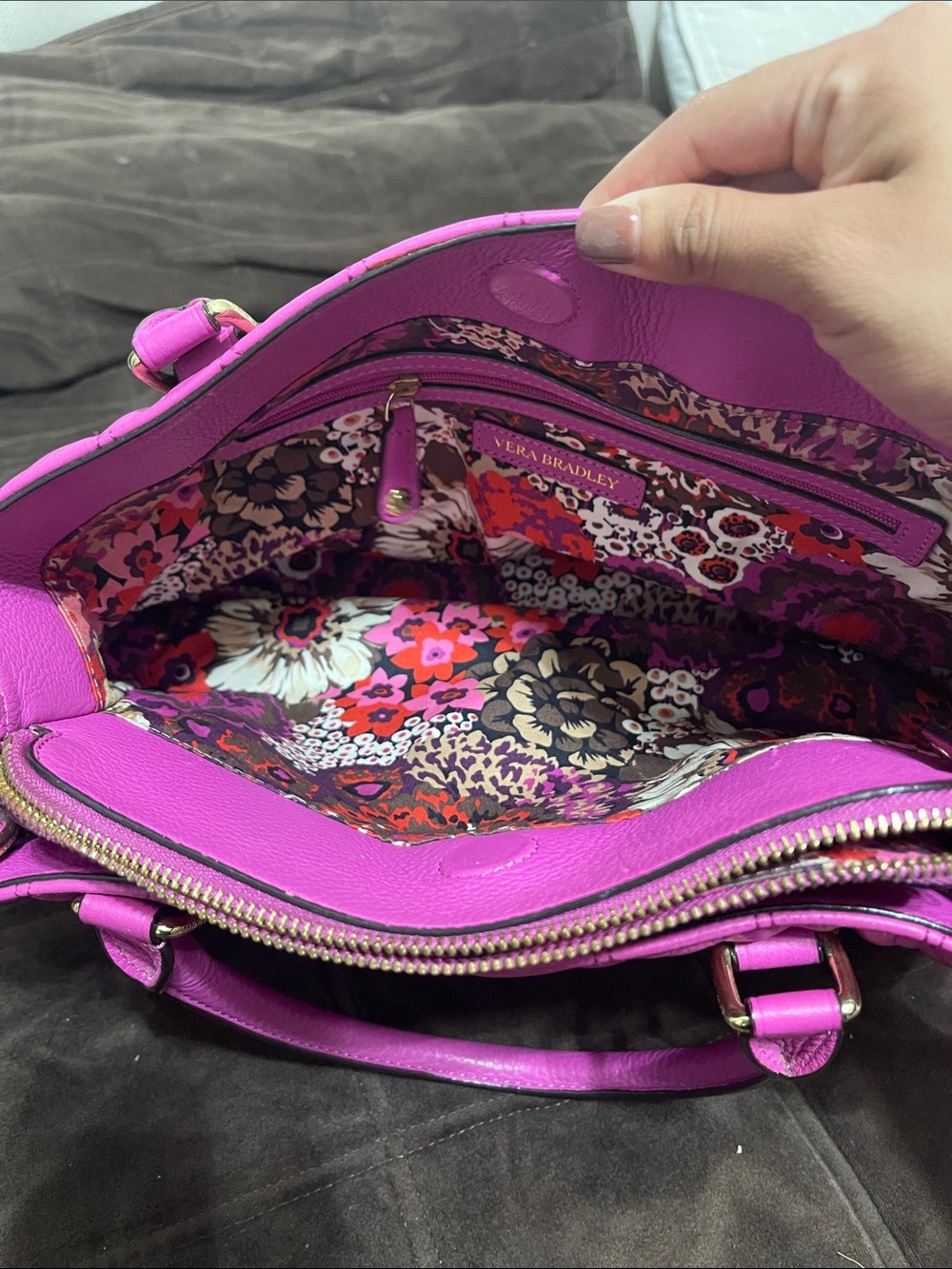 Vera Bradley Hot Pink Quilted Satchel - Picture 3 of 4